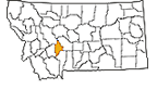 Map showing Broadwater County location within the state of Montana
